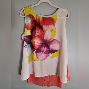 APT 9 - XL - MULTICOLOR ABSTRACT FLORAL TANK TOP